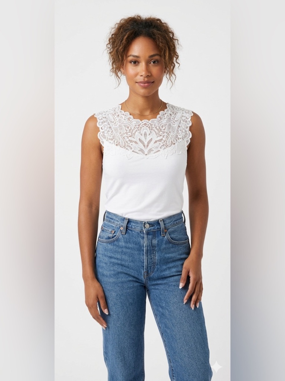 Arianne Lace Reversible Cami White Lace Top Size XL Y2K